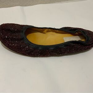 LANVIN ballerina genuine cap toe glitter shoes red women’s 8.5